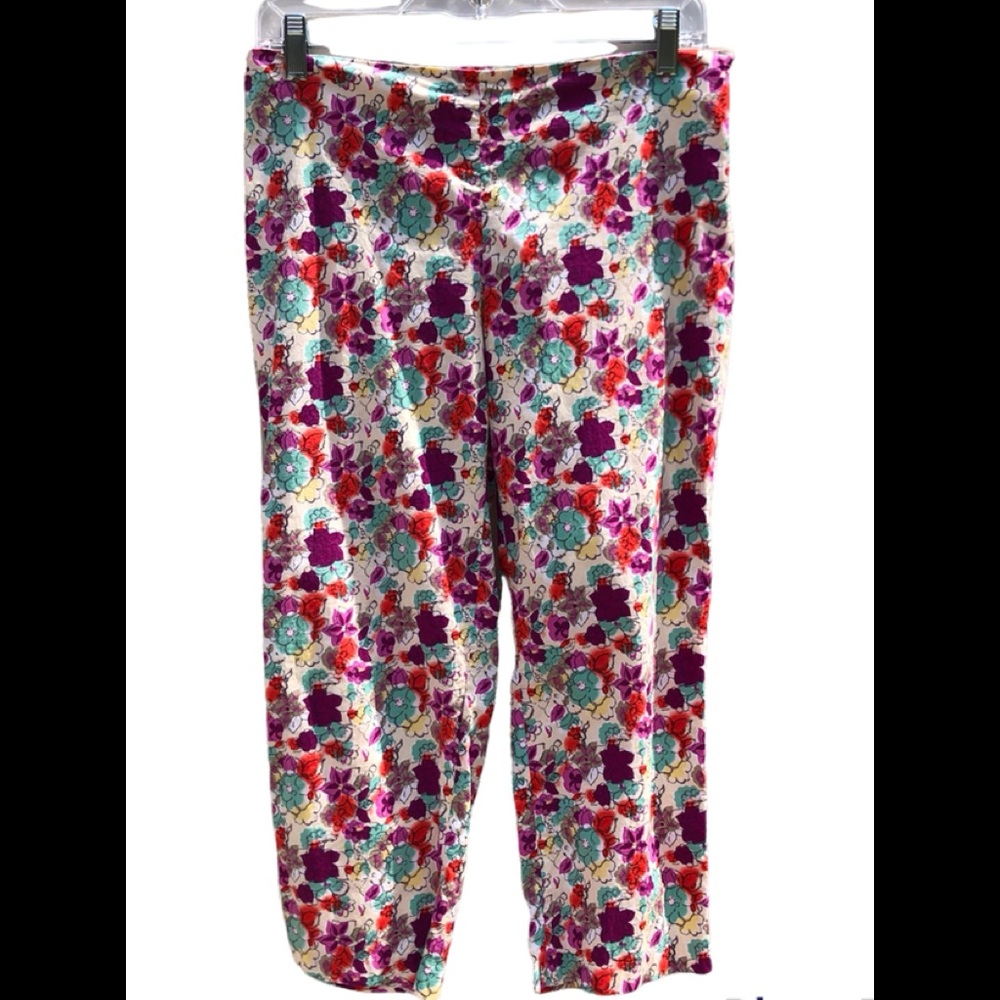 BLUMARINE Italian Floral Stretch Cropped Capri Pants Size 42 IT Medium